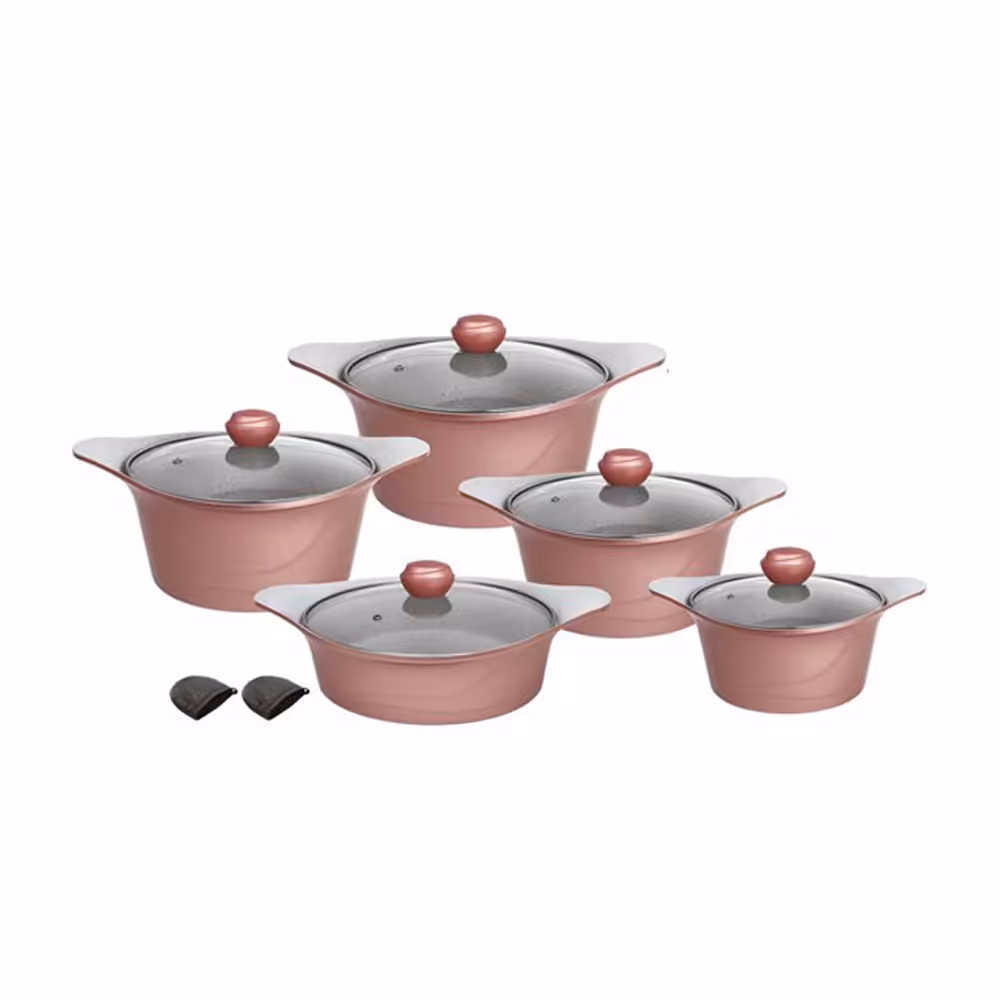 سرویس قابلمه 12 پارچه چدن ونزا رزگلد دسینی