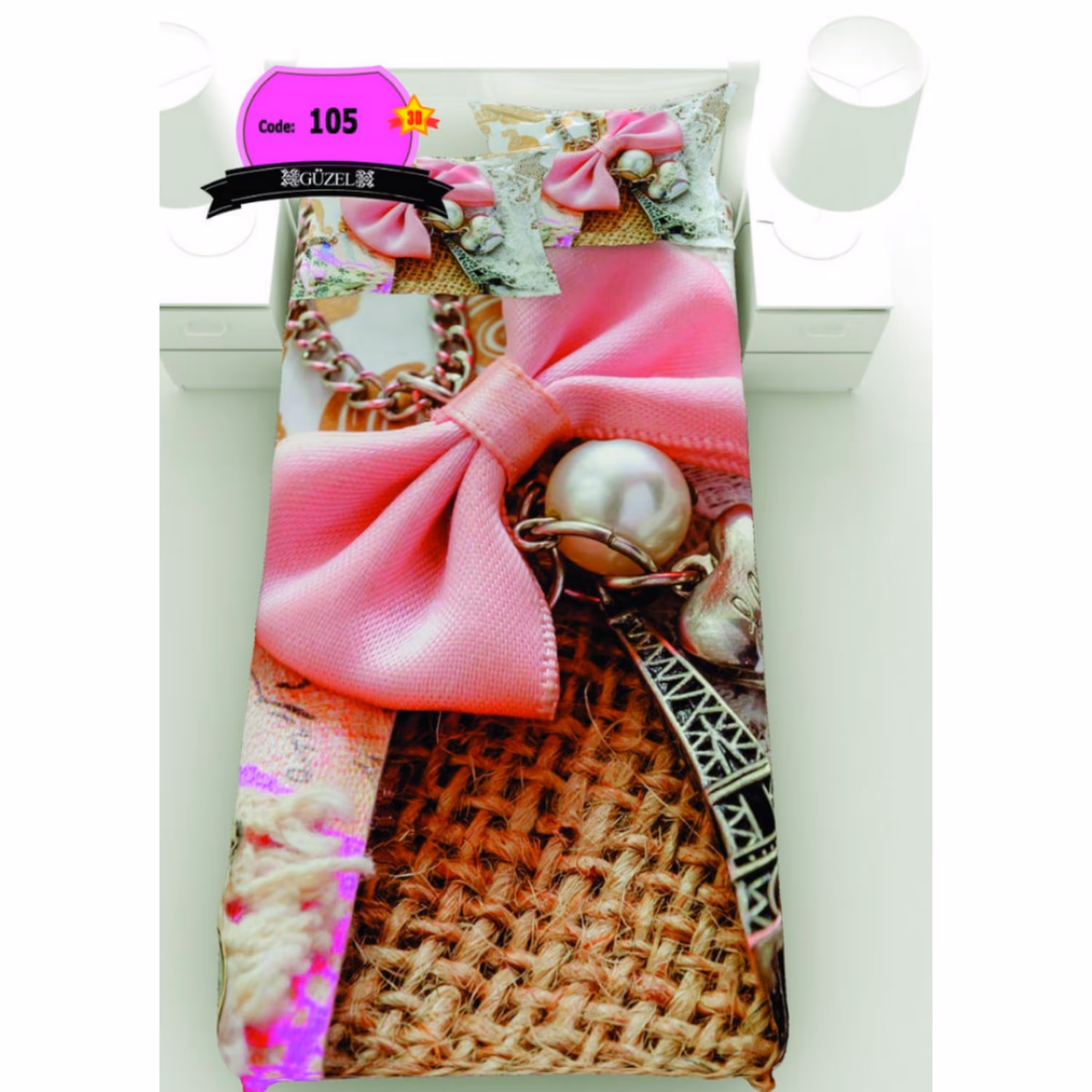 روتختی تک نفره سه بعدی برند گوزل -5 تکه -کد105