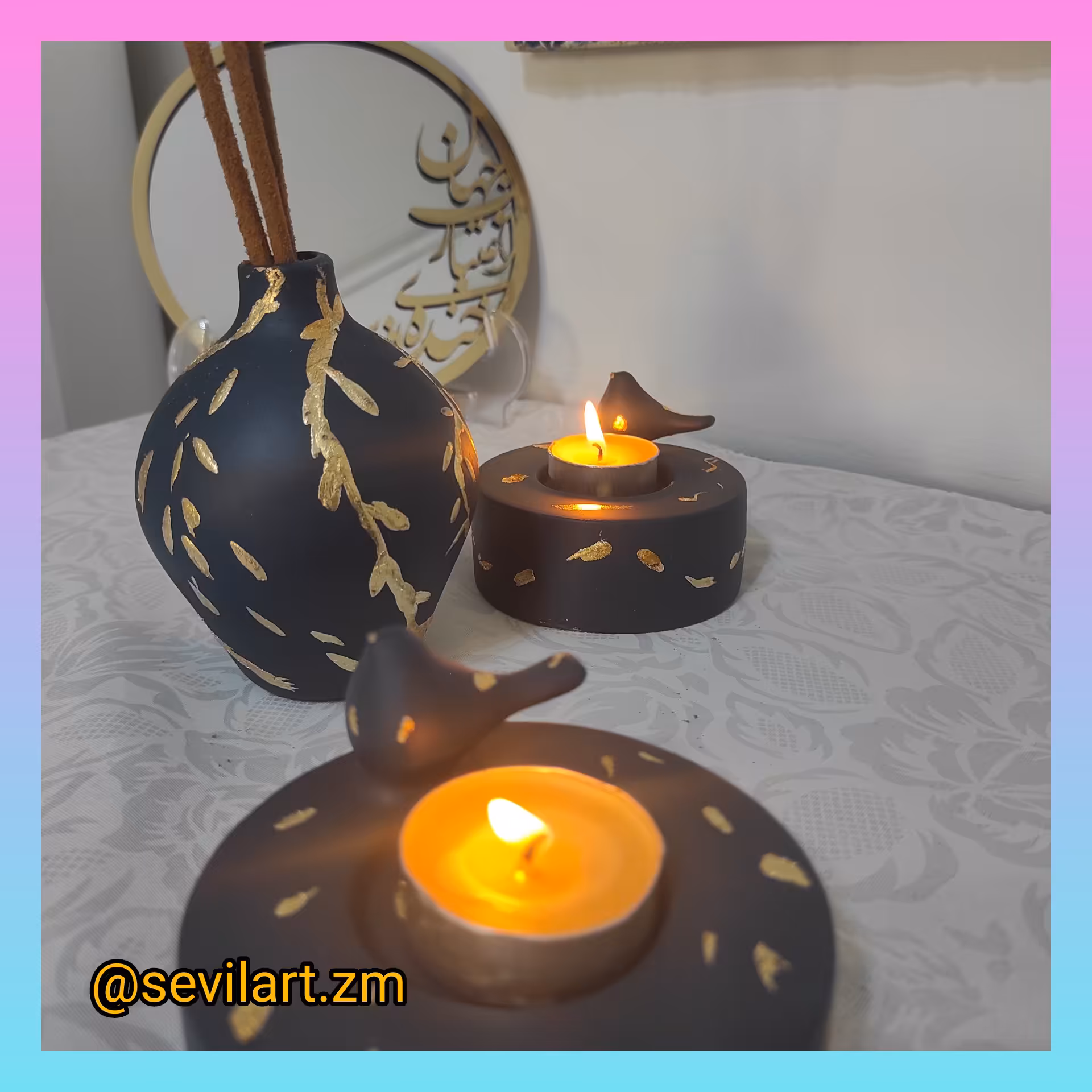 دو عدد وارمر و یک عدد جای عود ، ورق طلا کارشده