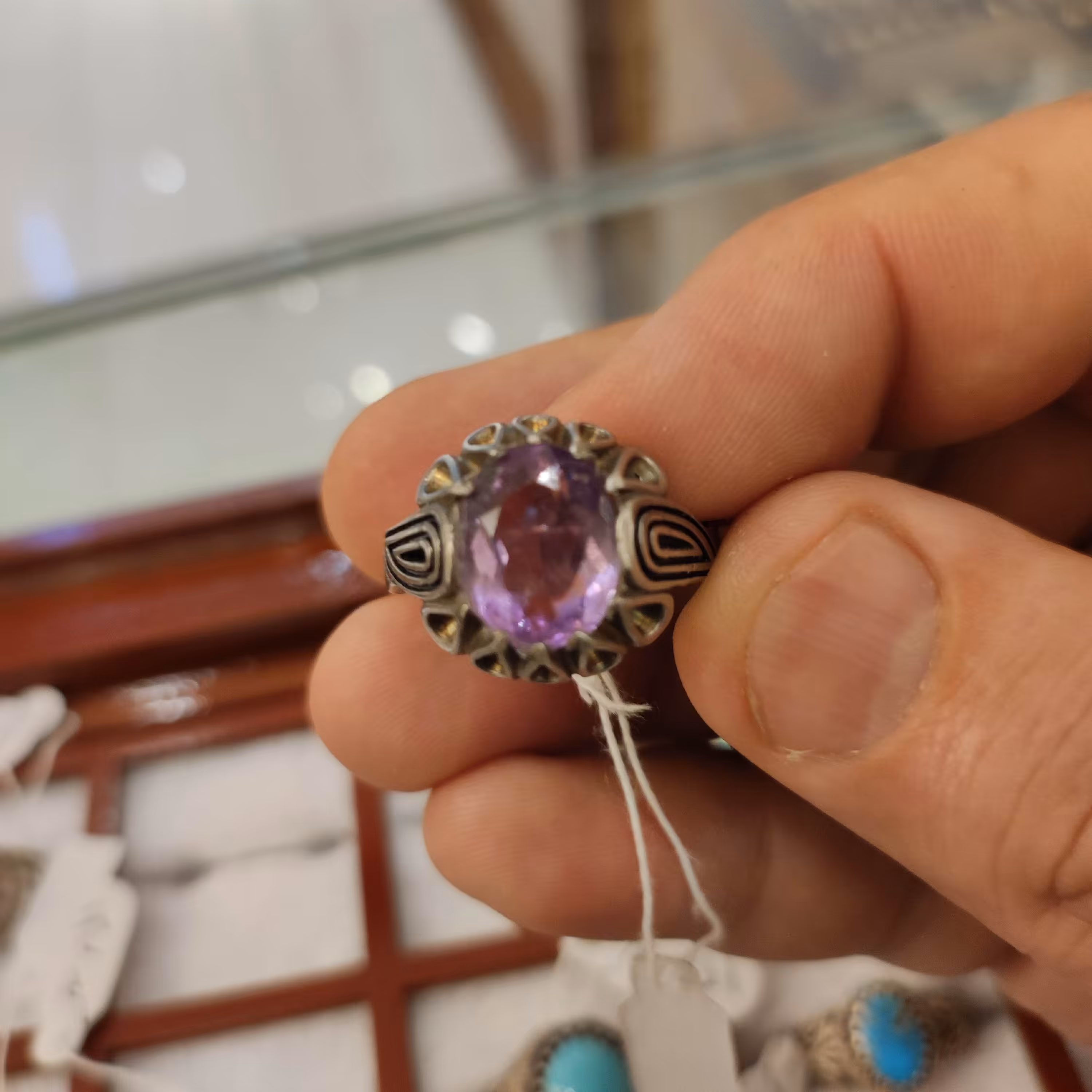 انگشتر نقره مردانه با آمیتیس طبیعی  با ضمانت اصالت