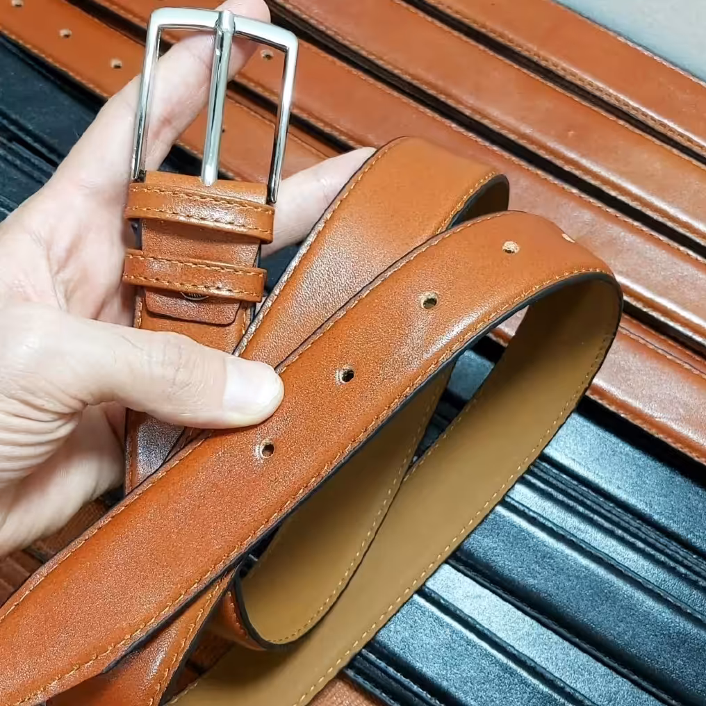 کمربند یکرو چرم طبیعی