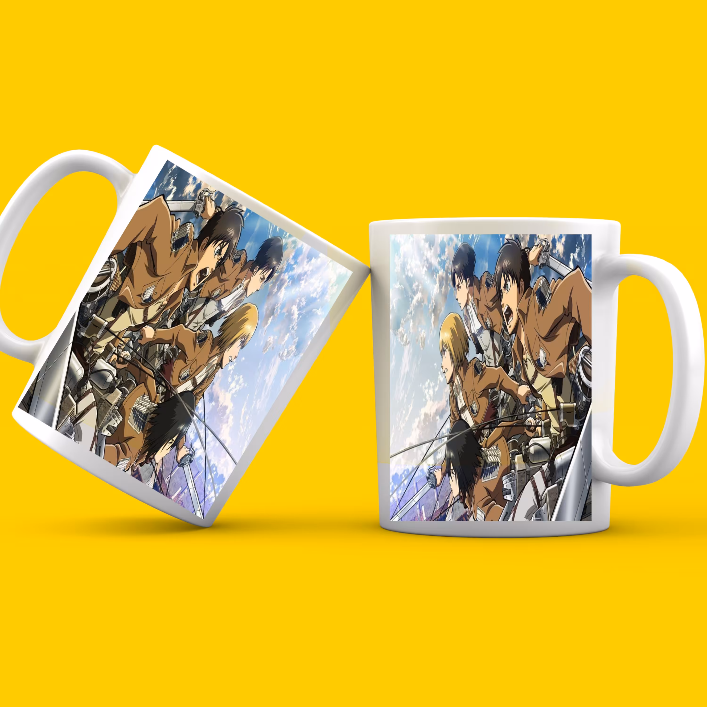 ماگ سرامیکی سفید با طرح حمله به غول ها اتک آن تایتان کد 05