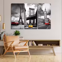 تابلو شاسی طرح مناظر مشهور مجموعه 3 عددی سایز 20 در 20