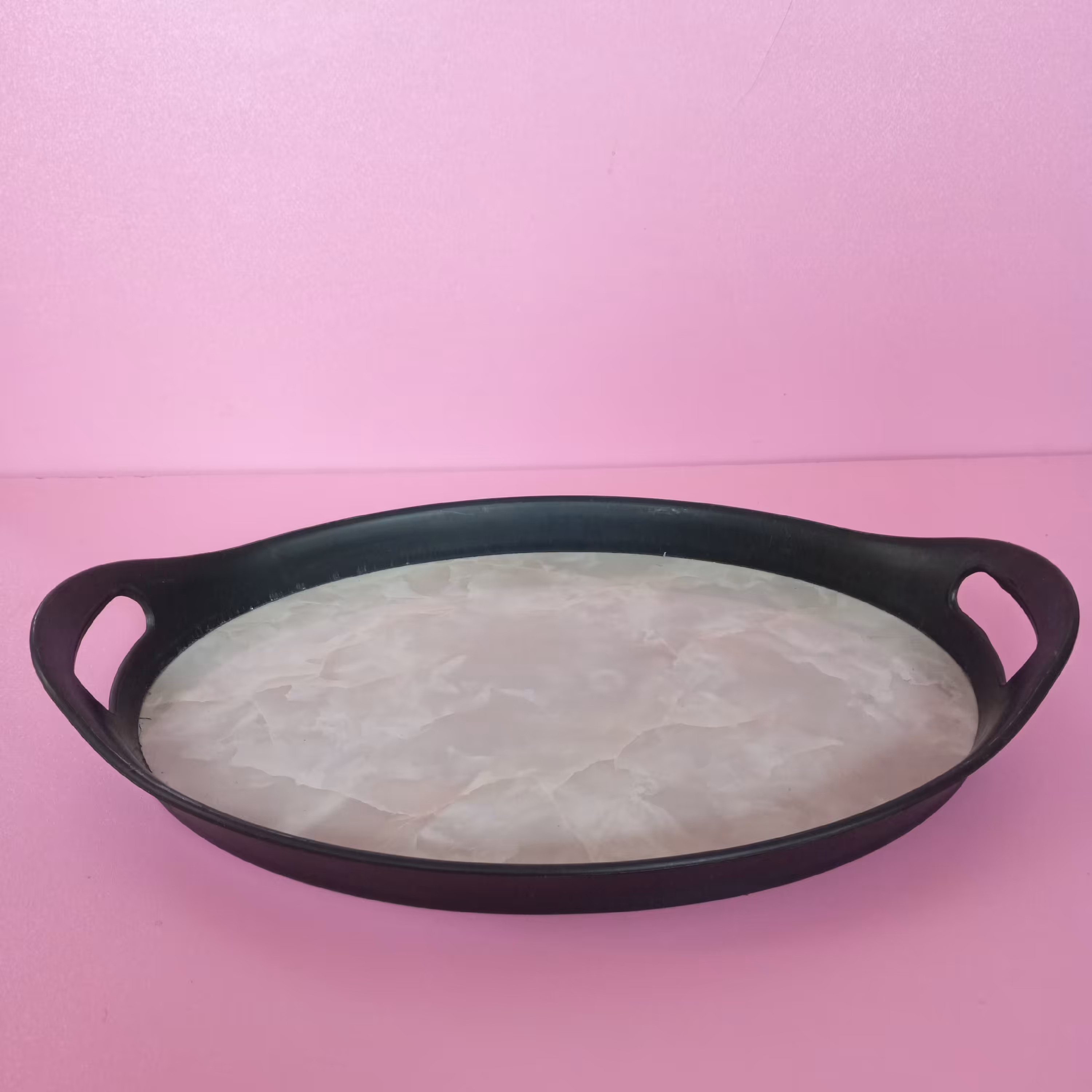 سینی طرح سنگی و طرح سرامیکی بیضی دسته دار جنس عالی 24 در 39 در 3 (سینی چای سرامیکی ) 