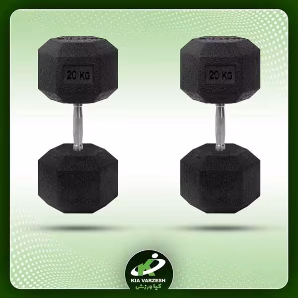 دمبل 6 ضلعی 20 کیلوگرمی بسته 2 عددی - مشخصات، قیمت و خرید