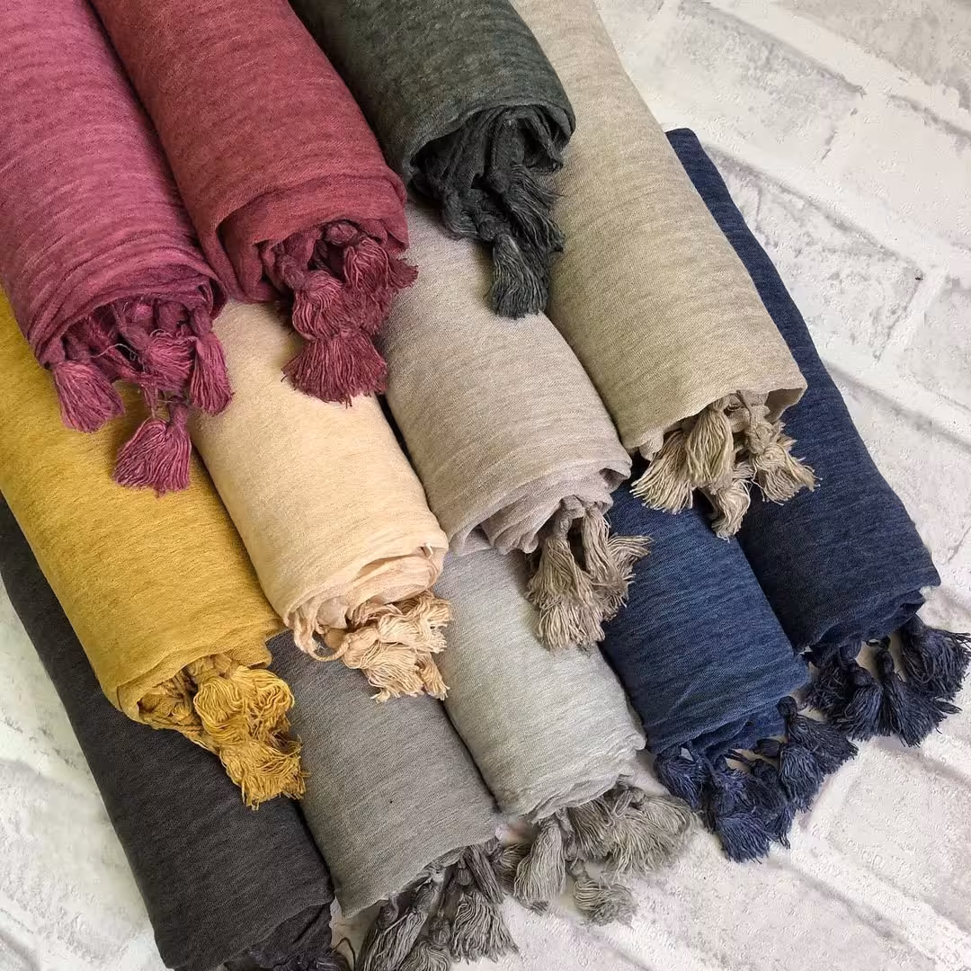 شال نخی سنگشور با منگوله های جذاب با 24 رنگ