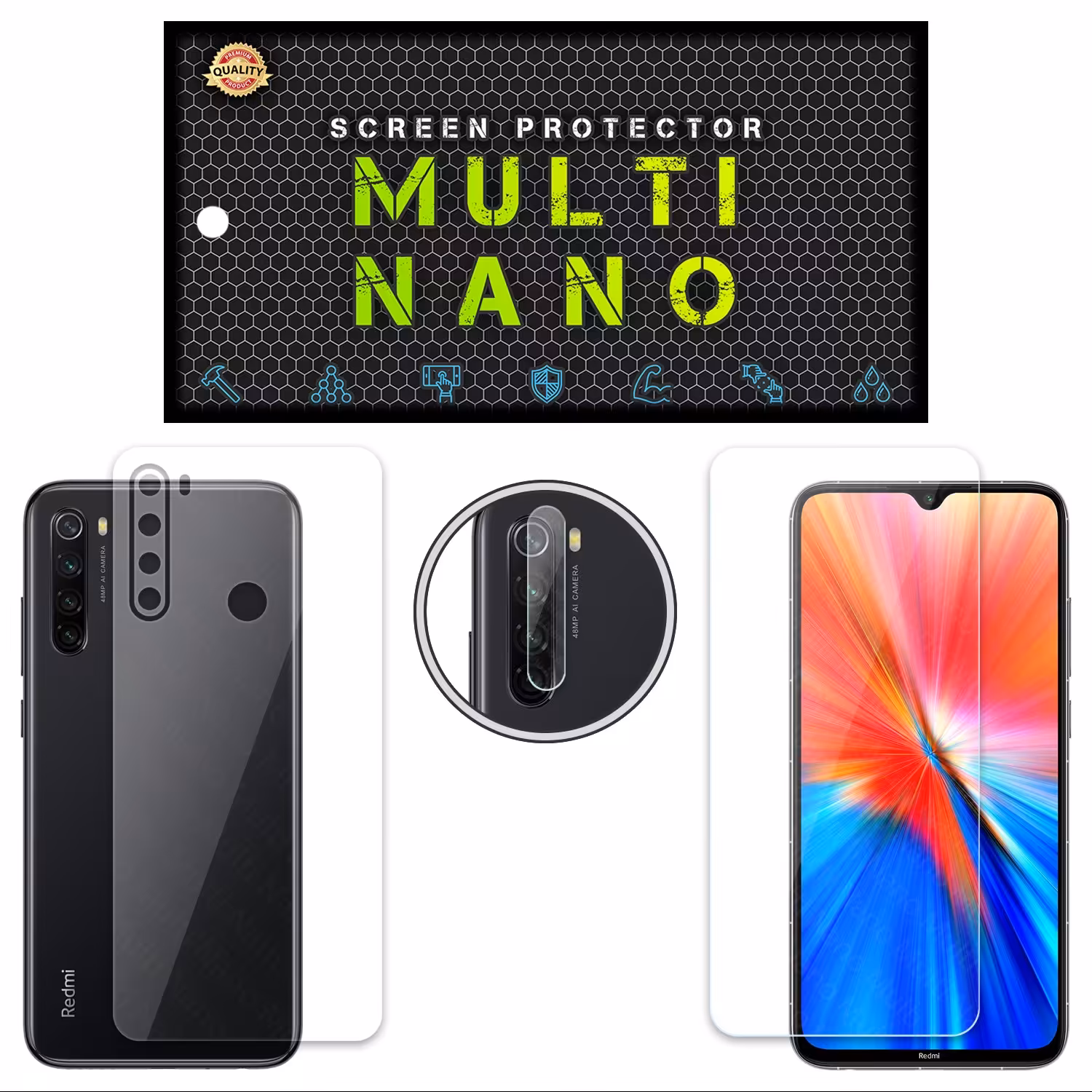 محافظ مولتی نانو  مدل X-SLFC برای موبایل شیائومی Redmi Note 8T مجموعه 3عددی