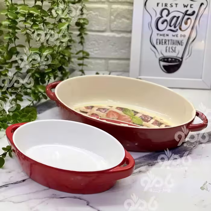 تابه چینی بیضی دودسته دنی هوم رنگی