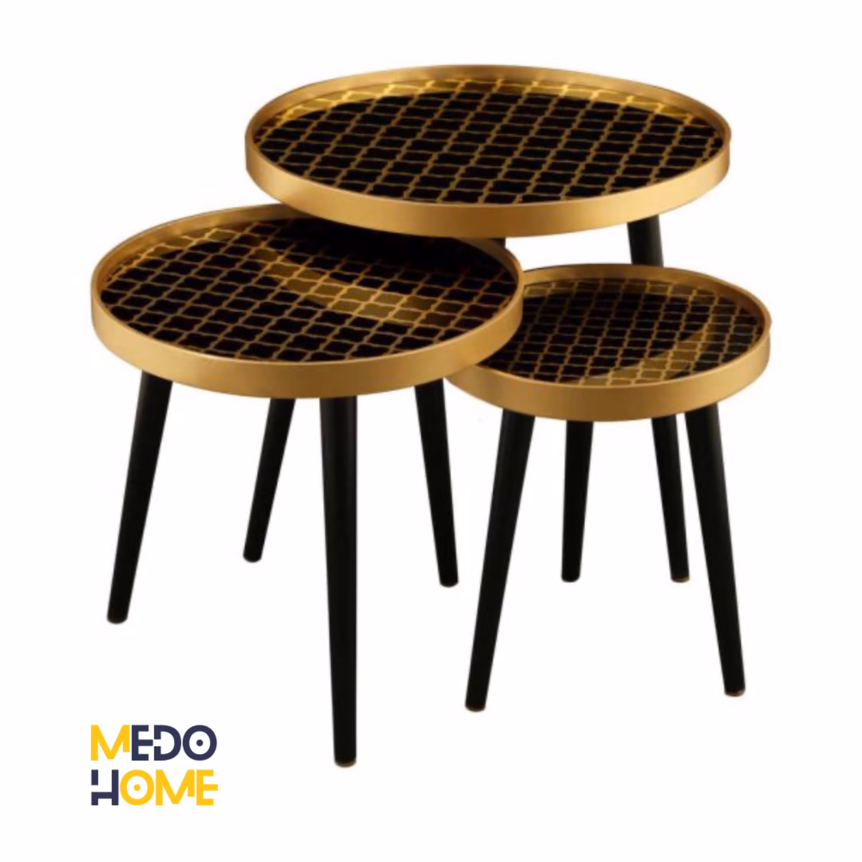 میز عسلی سه تکه مدل ALMA کد T-731-MONZA رنگ GOLD