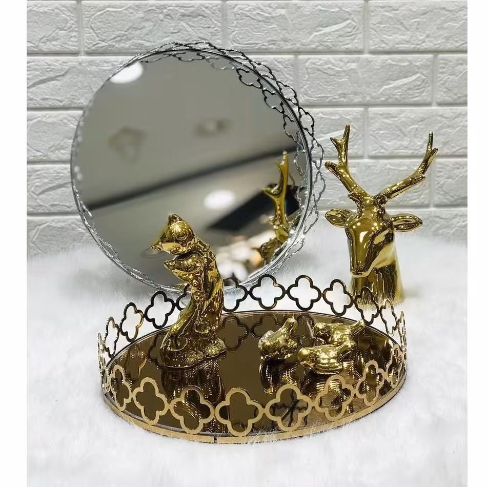 سینی آینه ای گرد مدل کاج