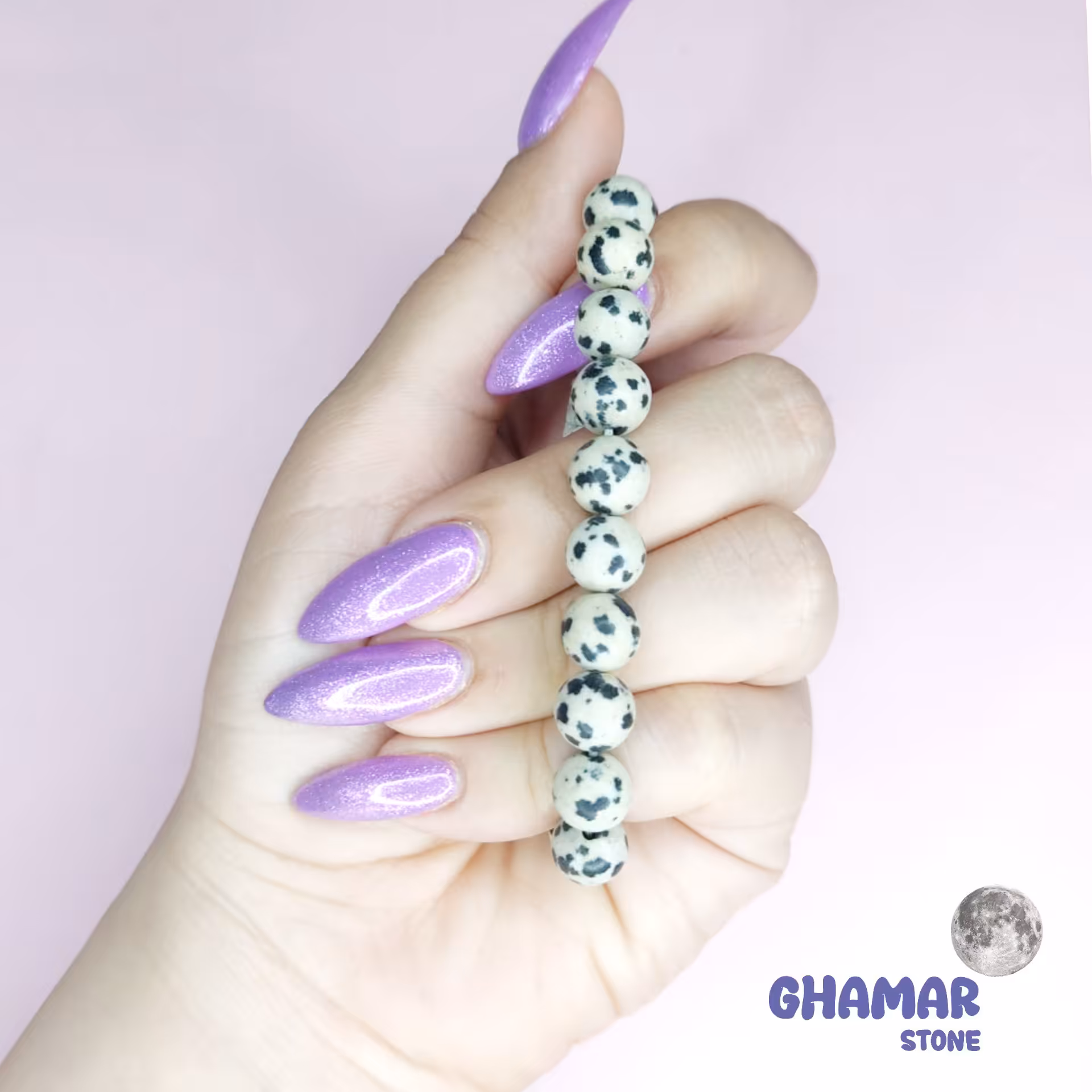 دستبند سنگ جاسپر دالماتیان (دالمیشن)_درجه یک