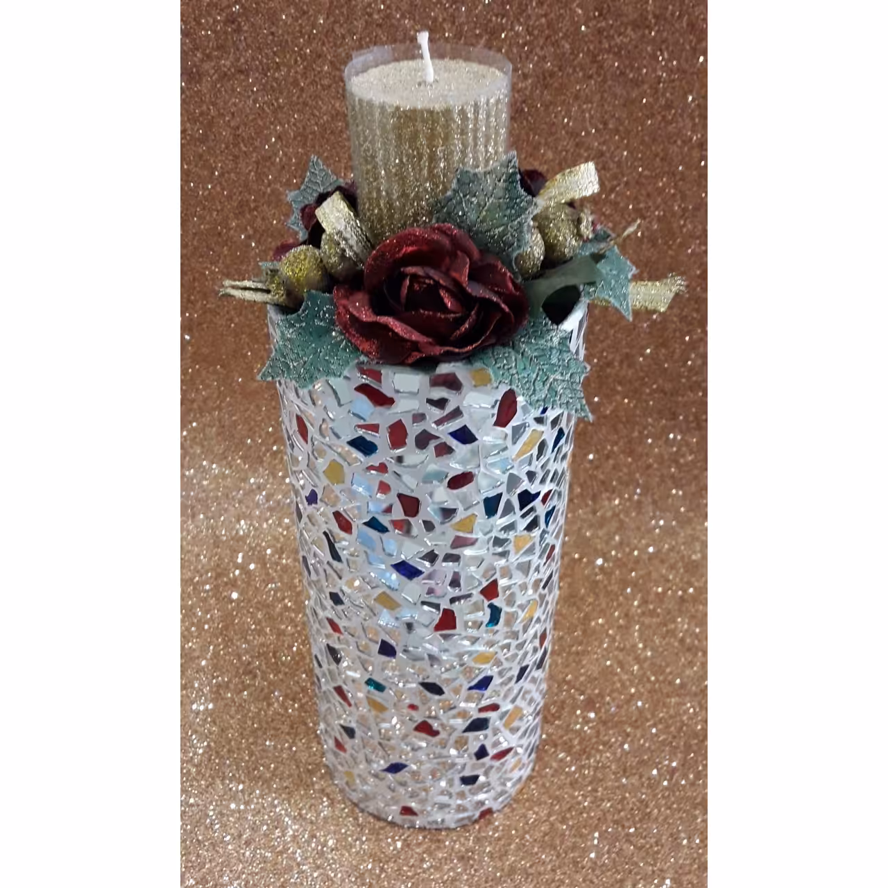 گلدان استوانه ای آینه کاری شده کد 105