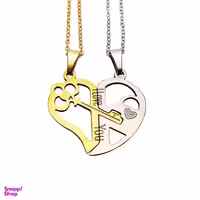 گردنبند طرح قلب و کلید مدل 469GAMZ بسته 2 عددی