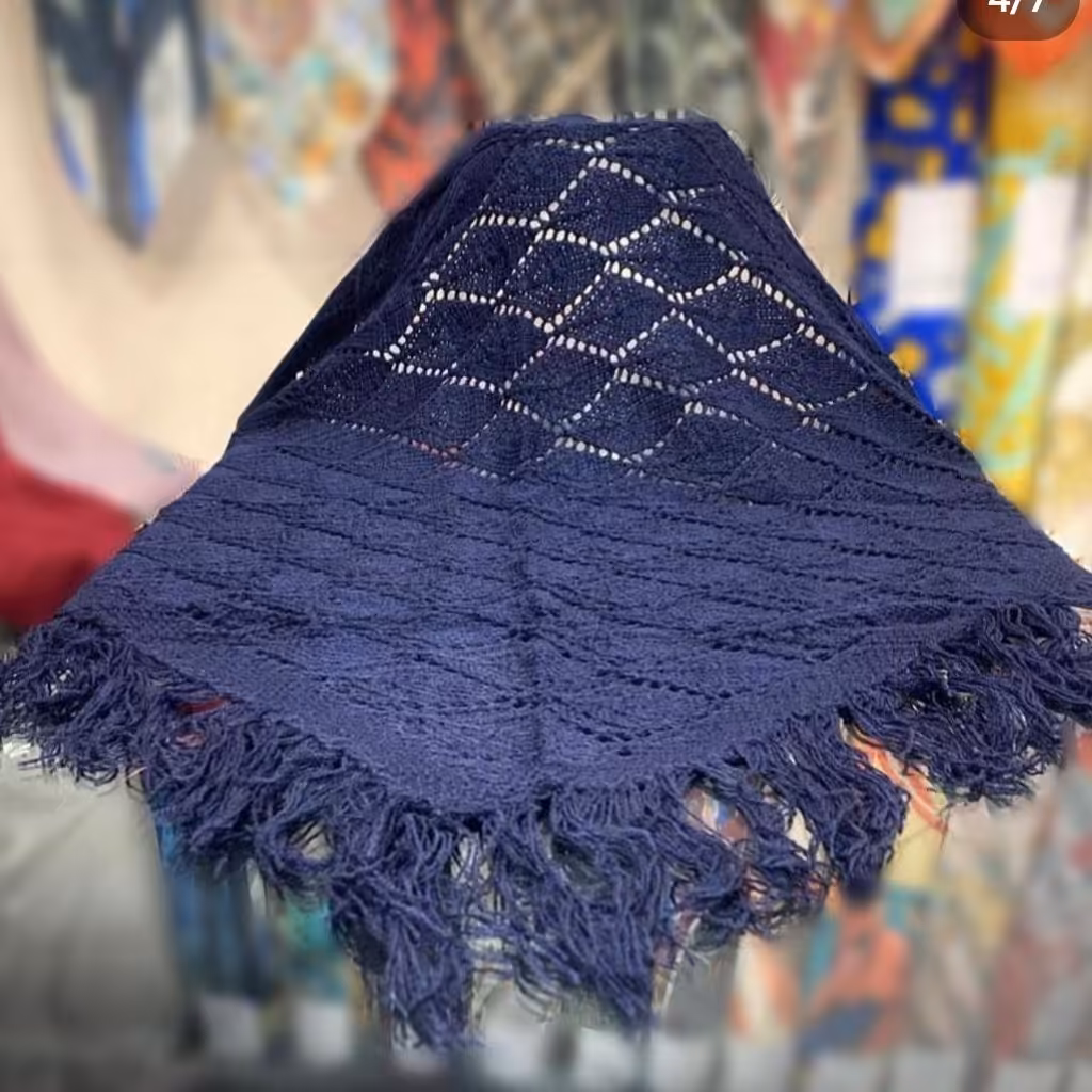 روسری بافت رودوشی سه گوش موجودفقط رنگ شیری