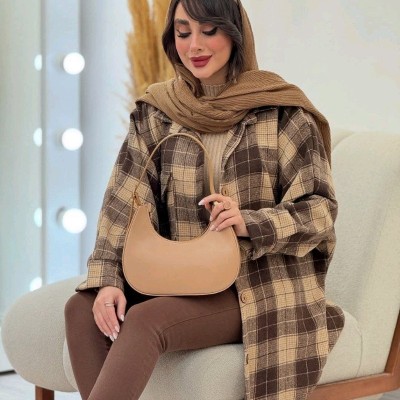 مانتو اسپرت چهارخونه توئیت پشمی مدل پانچ ملورین