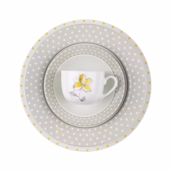 سرویس چینی زرین 12 نفره 102 پارچه والنسیا زرد درجه عالی