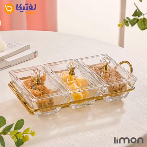 اردور خوری شیشه ای 3 خانه لیمون کد 2104