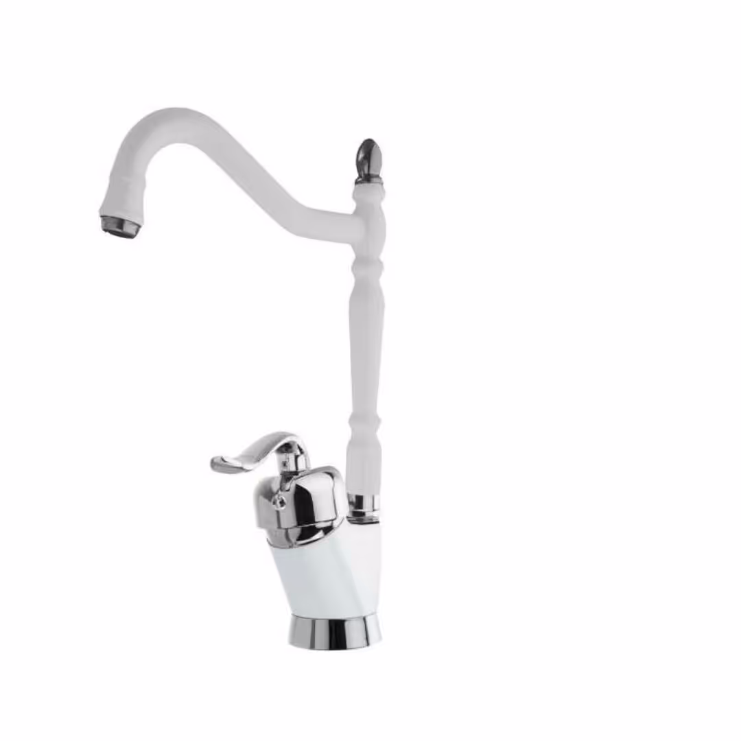 شیر ظرفشویی سفید کروم طرح قاجاری 