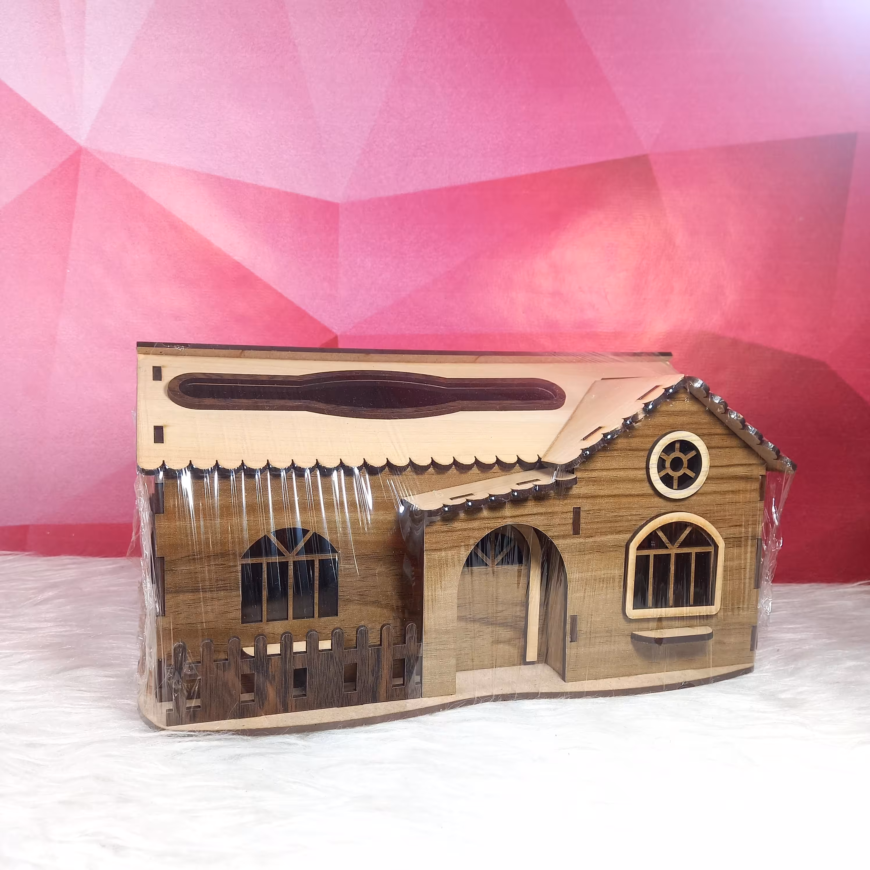 کلبه چوبی بزرگ 020-جادستمال کلبه-ماکت کلبه-ماکت خانه چوبی-ماکت گلدونه