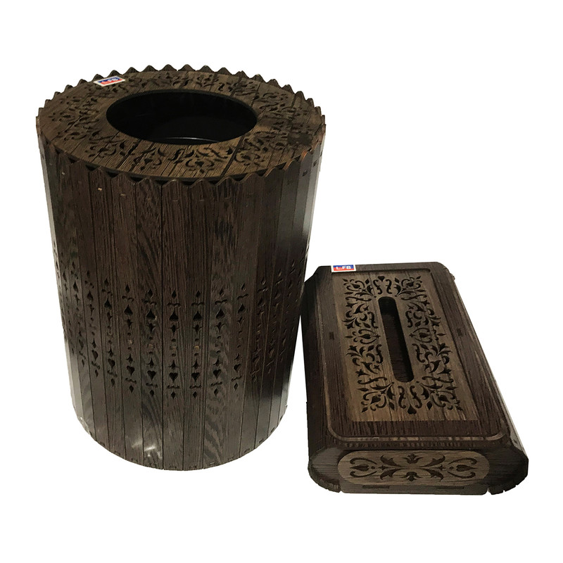 ست سطل و جا دستمال کاغذی آبنوس مدل نگار-2 کد Ir-984