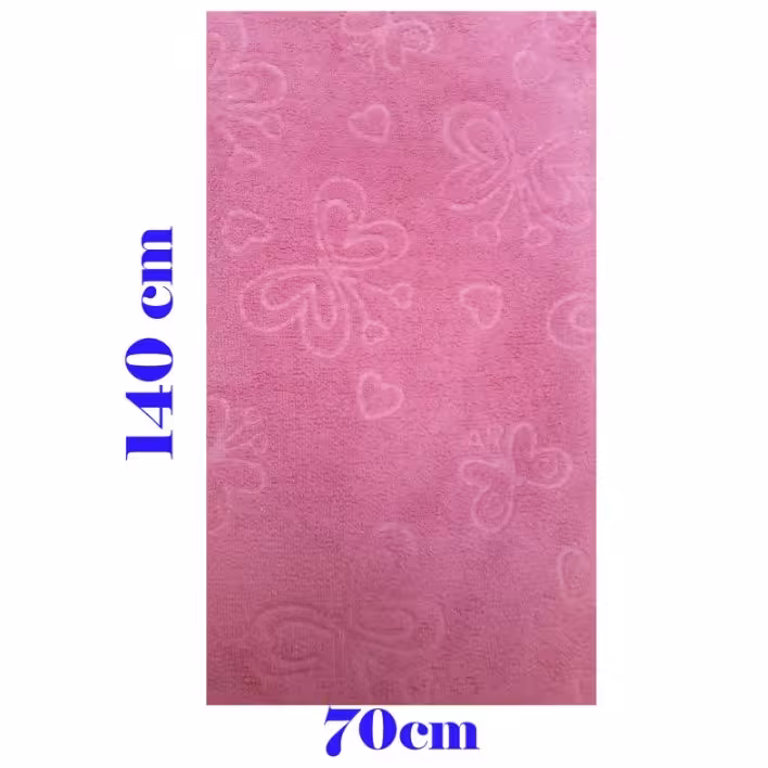 حوله استخری میکروفایبر طرح گل داغی ، رنگ سرخابی ، سایز 140 در 70 