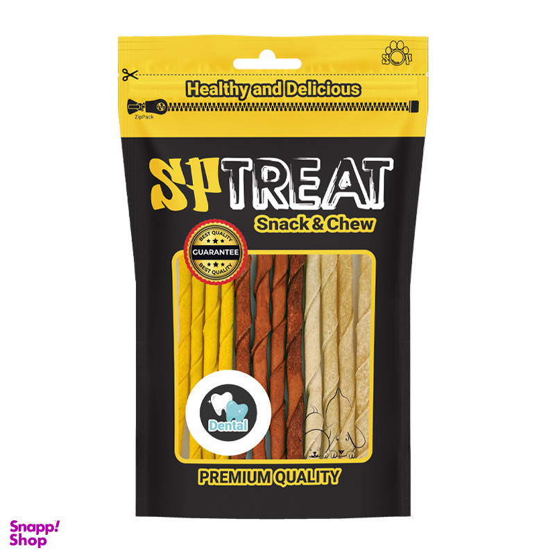 تشویقی سگ اس پی مدل Rawhide Stick Mi× D159 وزن 90 گرم بسته 12 عددی
