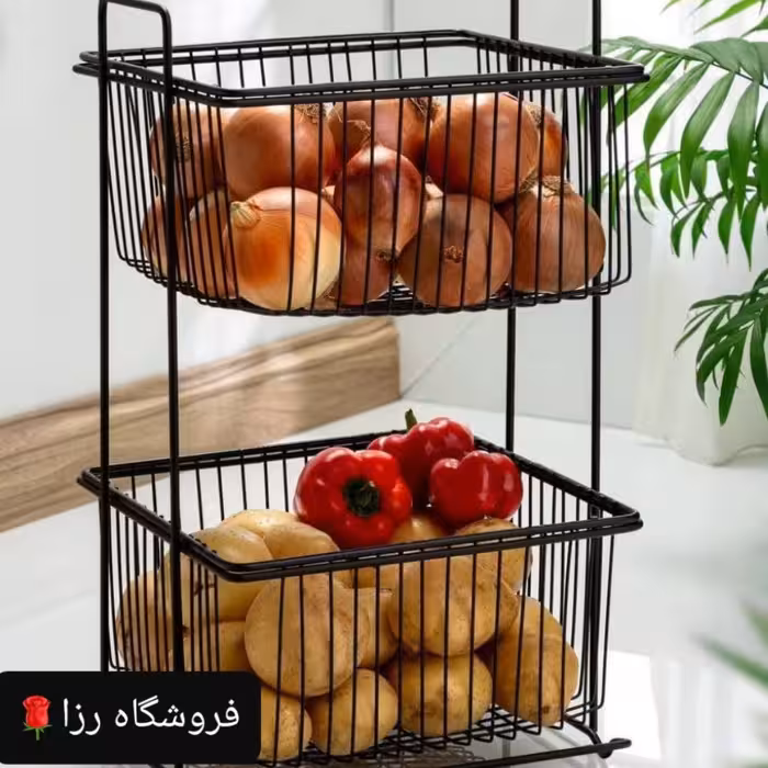 سبد سیب زمینی و پیاز  دو طبقه فلزی ضد زنگ 