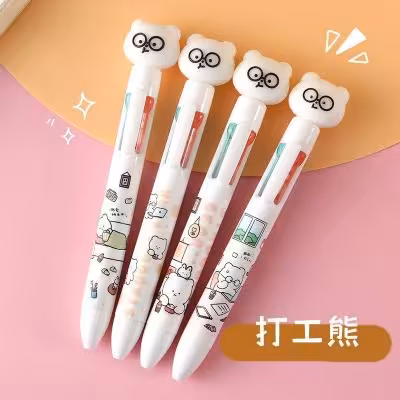 خودکار 4 رنگ خرس عینک دار روان نویس فانتزی