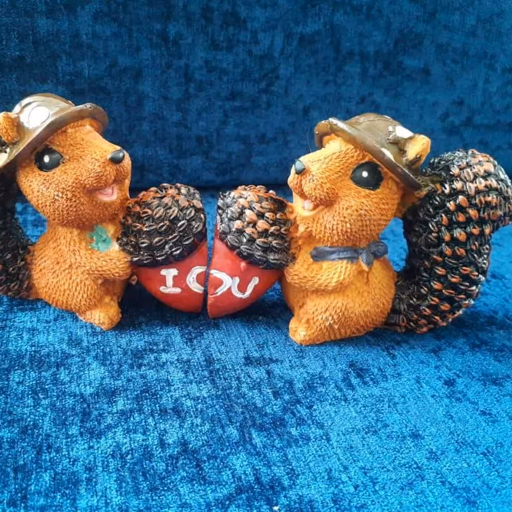 مجسمه دکوراتیو منزل اکسسوری مجسمه سنجابک دوتایی لاو  تحویل در باربری مقصد