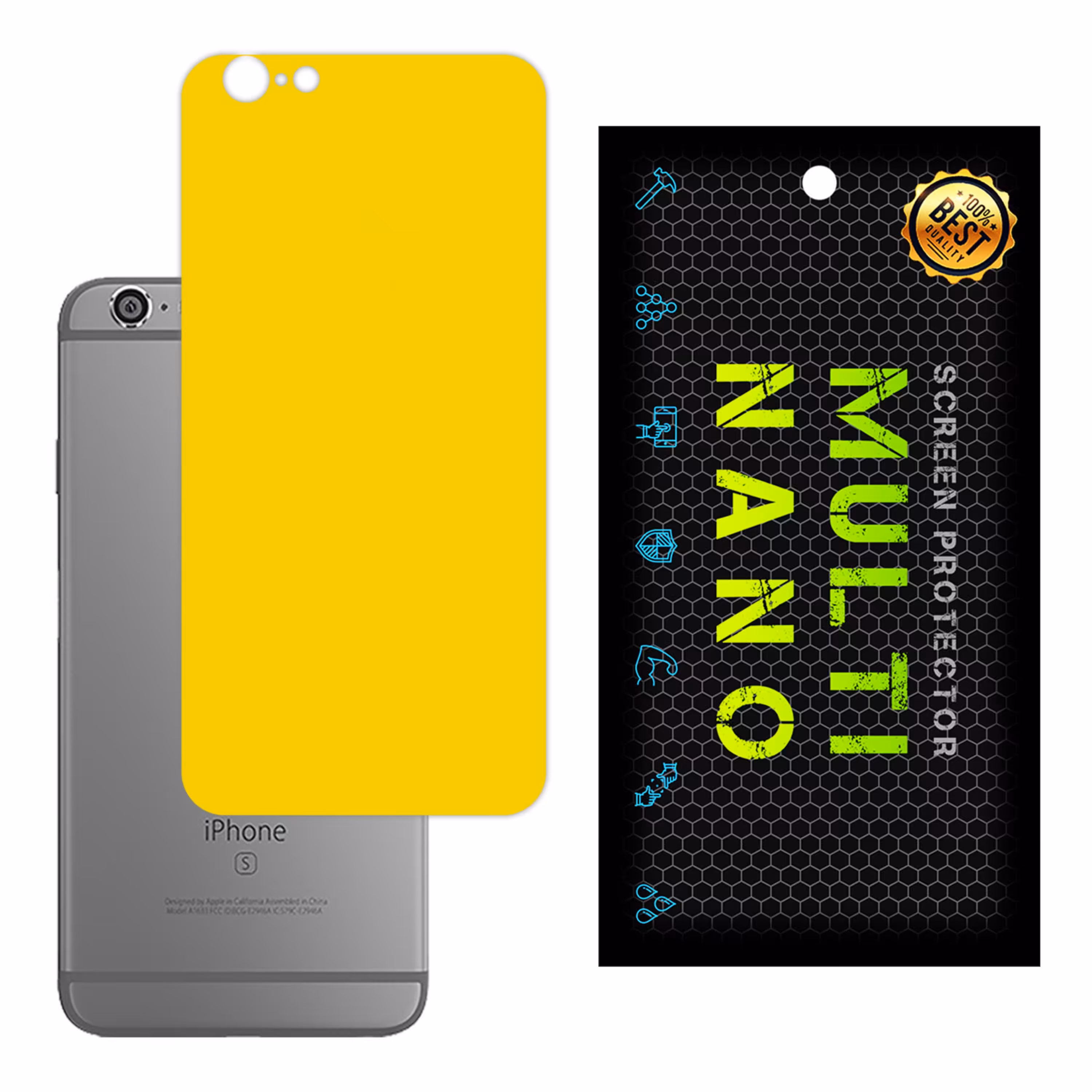 برچسب پوششی MultiNano مدل X-F1M-Yellow برای پشت موبایل اپل iPhone 6S Plus