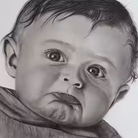 طراحی چهره سیاه قلم کودک