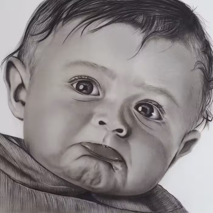 طراحی چهره سیاه قلم کودک