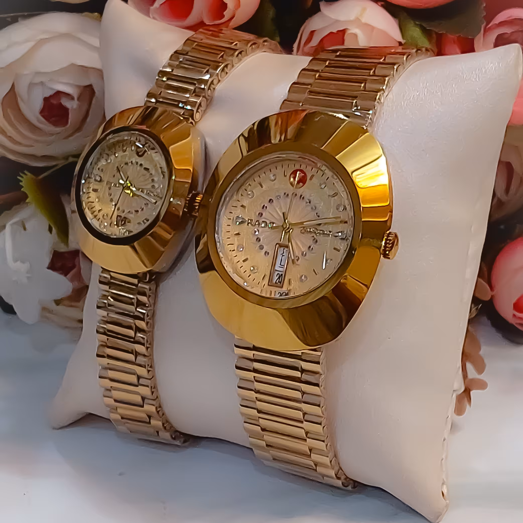 ساعت ست  مردانه و زنانه رادو تخم مرغی موتور میوتا ژاپن سرامیک ضدخش لنگرچرخون 