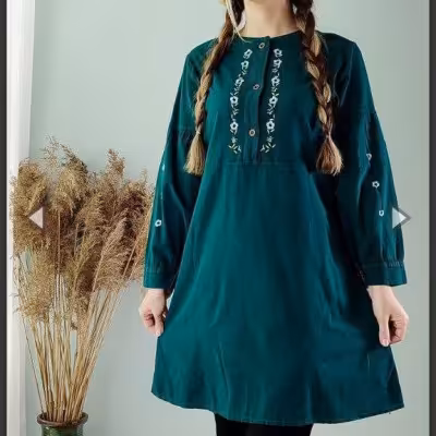 مانتو اسپرت زنانه گلدوزی بابوس مدل نیلماه(موجودی سوال شود)