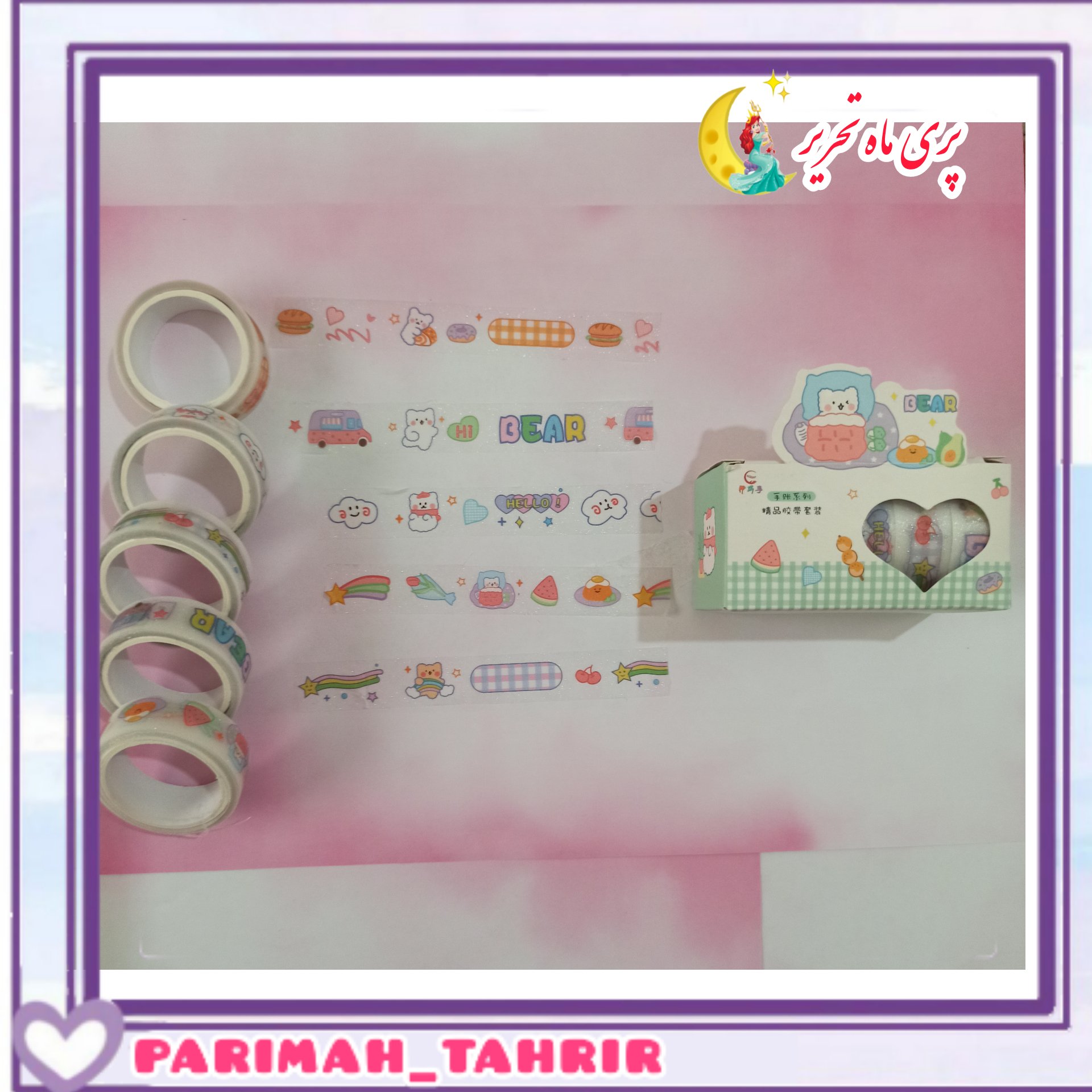 چسب واشی، اکلیلی، طرح دار، کیفیت چسب عالی، بسته 5عددی