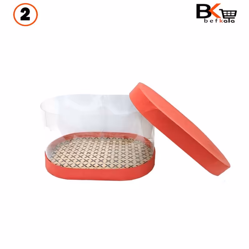 باکس کادویی  بیضی طلقی قرمز سایز دو