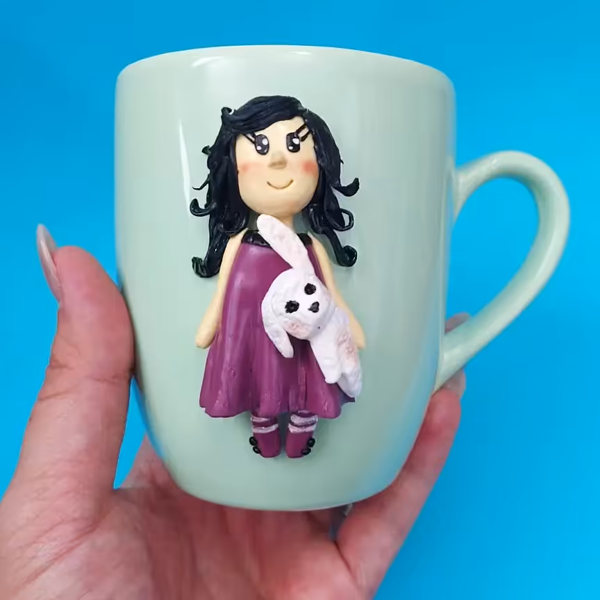 ماگ هدیه عروسکی دخترونه خرگوش بغلی