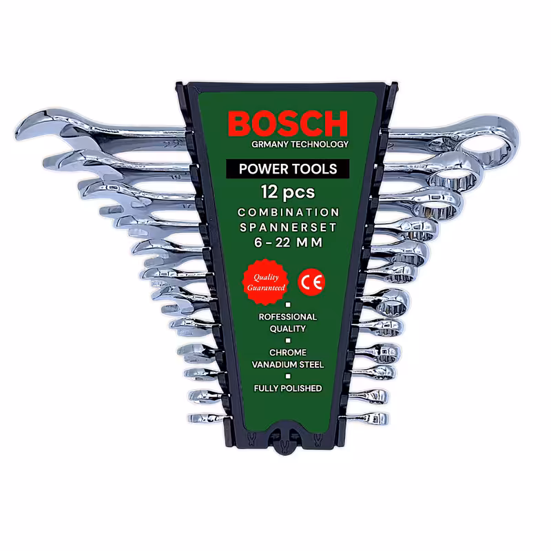 آچار یکسر تخت و یکسر رینگی بوش مدل 6-22mm مجموعه 12 عددی