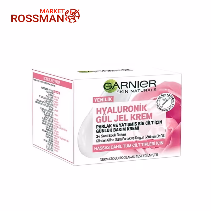 ژل کرم آبرسان هیالورونیک گارنیر Garnier حاوی عصاره گل رز حجم 50 میلی لیتر
