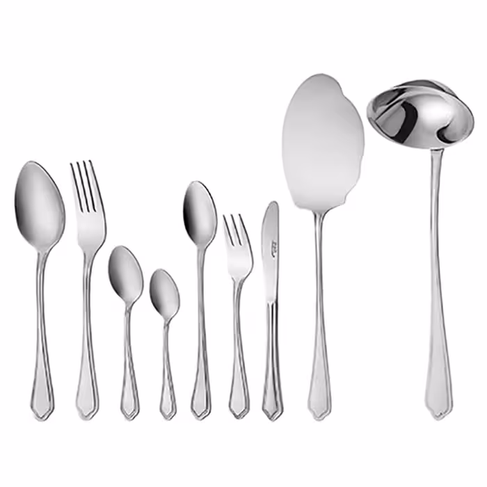 سرویس قاشق و چنگال 12 نفره ناب استیل طرح ونیز استیل براق (57 پارچه)