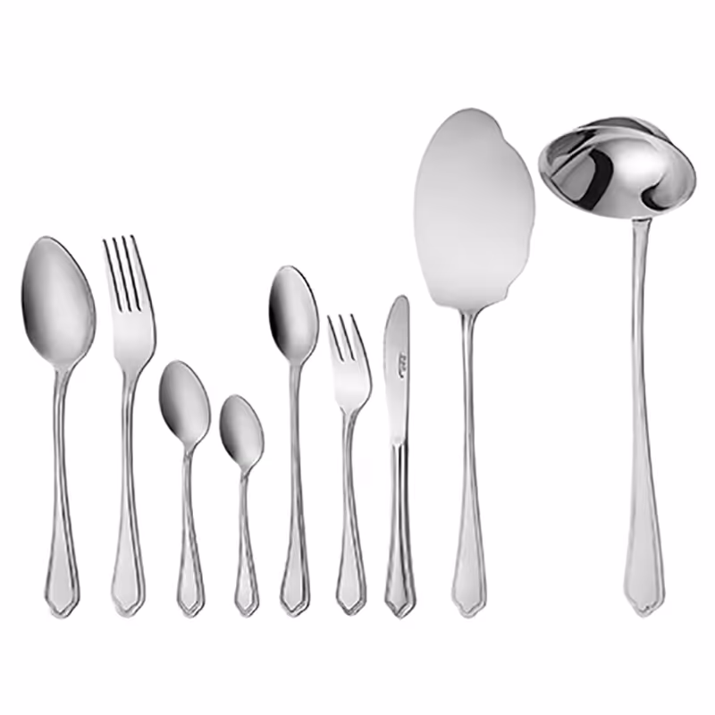 سرویس قاشق و چنگال 12 نفره ناب استیل طرح ونیز استیل براق (57 پارچه)