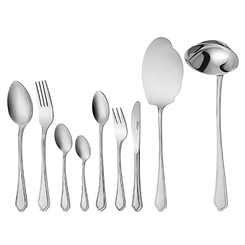 سرویس قاشق و چنگال 12 نفره ناب استیل طرح ونیز استیل براق (57 پارچه)