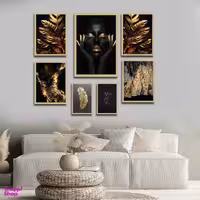 تابلو بکلیت طرح مدرن ورق طلا طبیعت و چهره مدل BE-1651 مجموعه 7 عددی