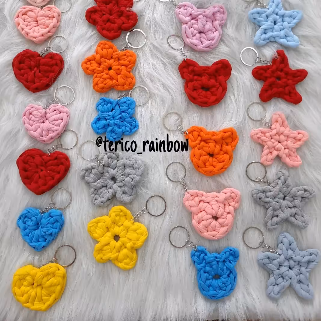 جاکلیدی تریکو پک 4 عددی قلب ،ستاره ،گل، میکی موس 