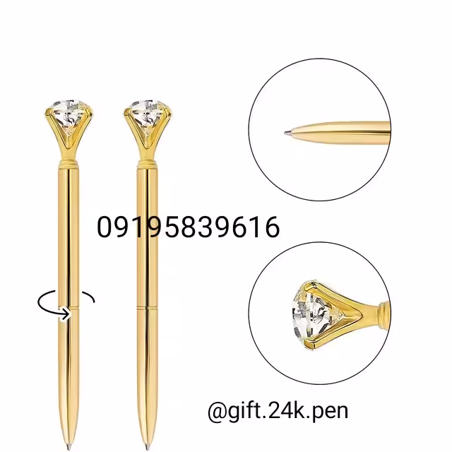 خودکار روکش طلا  سر  الماس دار