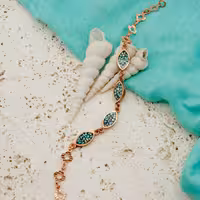 دستبند مسی زنانه و دخترانه طرح چشمی نخل فیروز کد 378