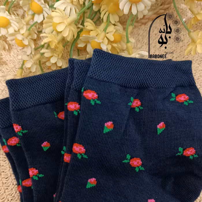 جوراب گل ریز نیم ساق
