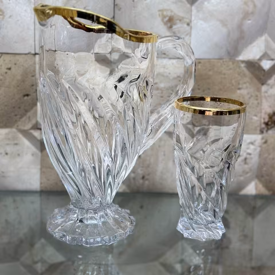 پارچ و لیوان دنس لب طلایی