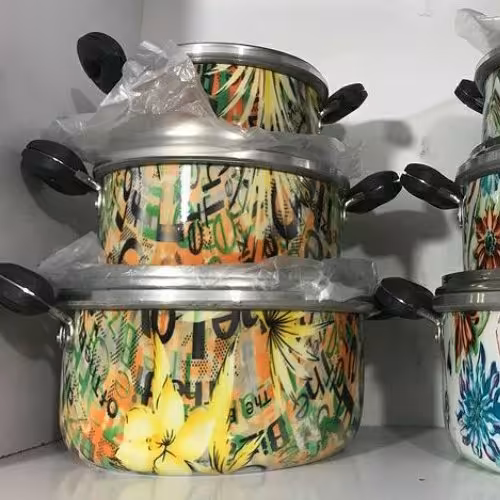 سرویس قابلمه 6 پارچه گرانیتی طرح آبرنگی