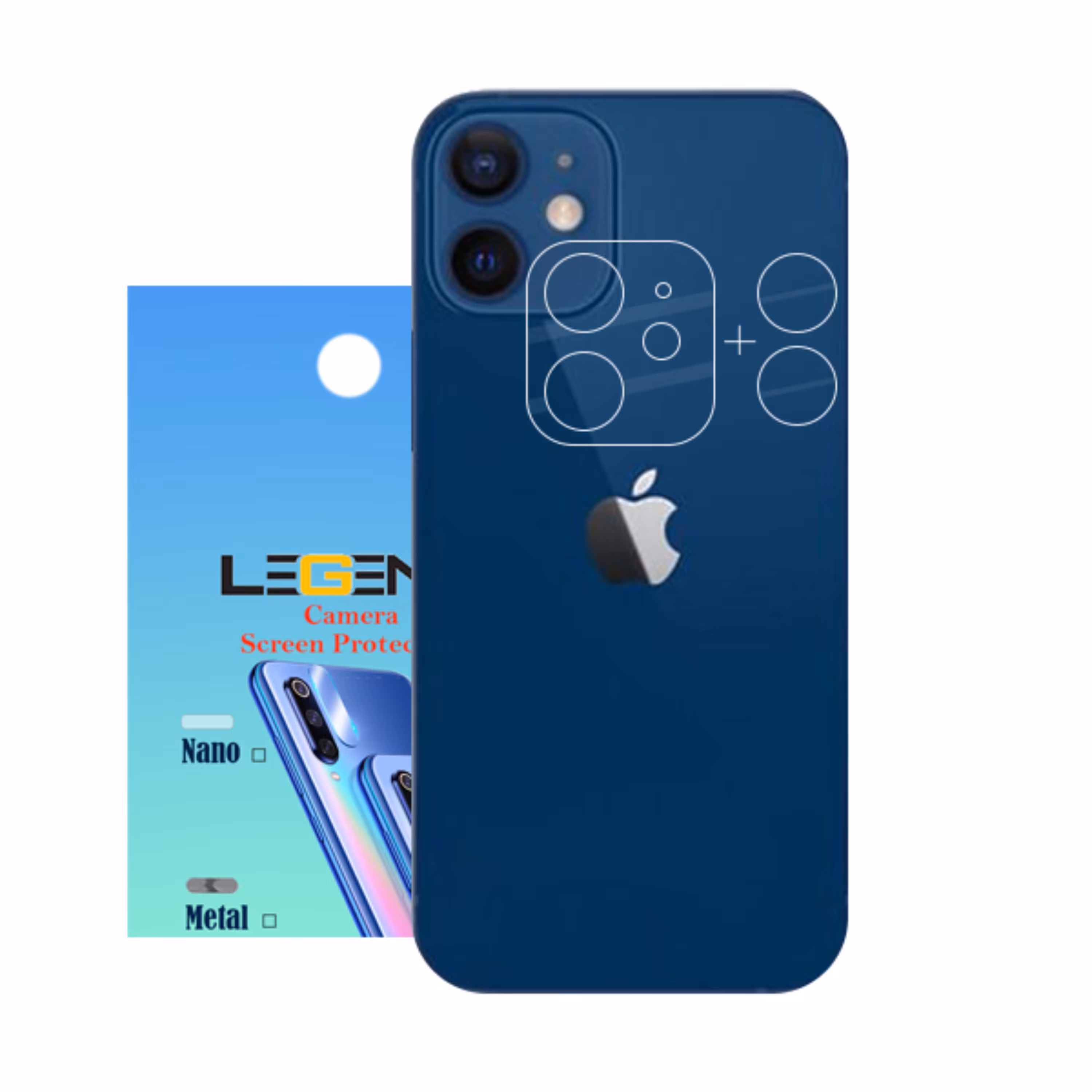 محافظ لنز دوربین لجند مدل نانو گلس مناسب برای موبایل اپل iPhone 12 Mini